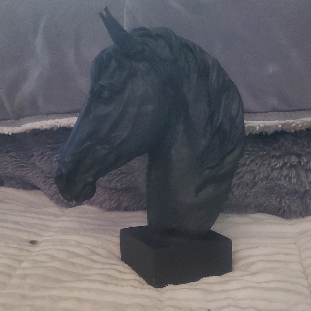 Elegant Black Horse Head Sculpture